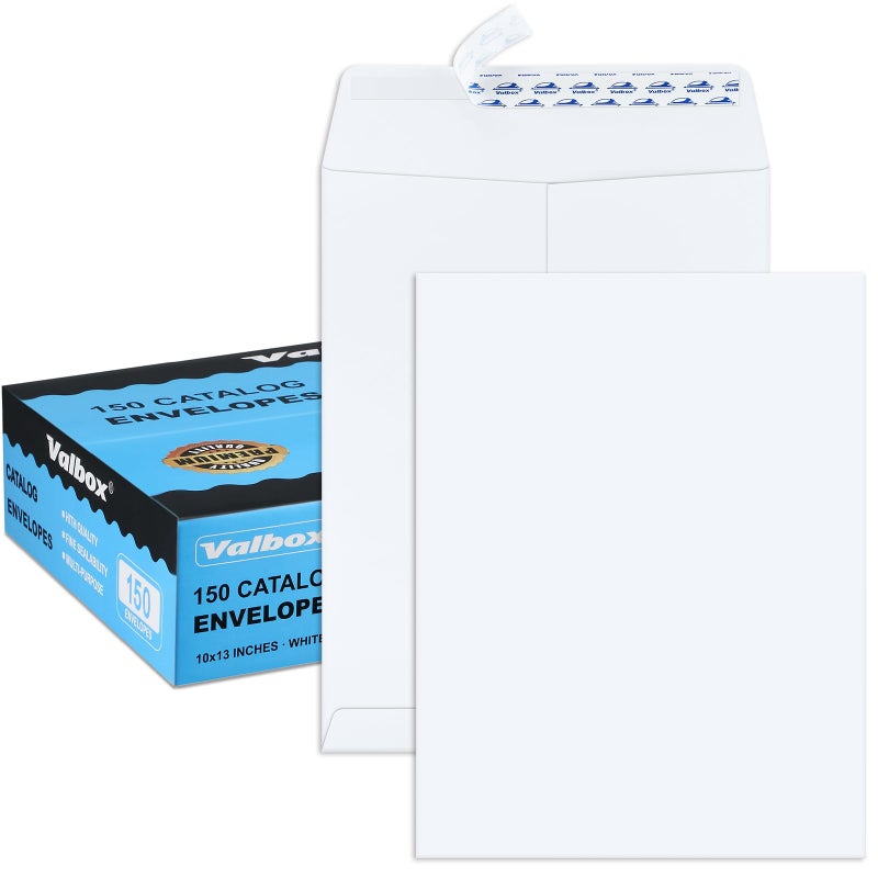ValBox 10x13 Self Seal Catalog Envelopes 150 Packs Large White Envelopes with Peel and Seal Flap for Mailing, Organizing and Storage - Image 1